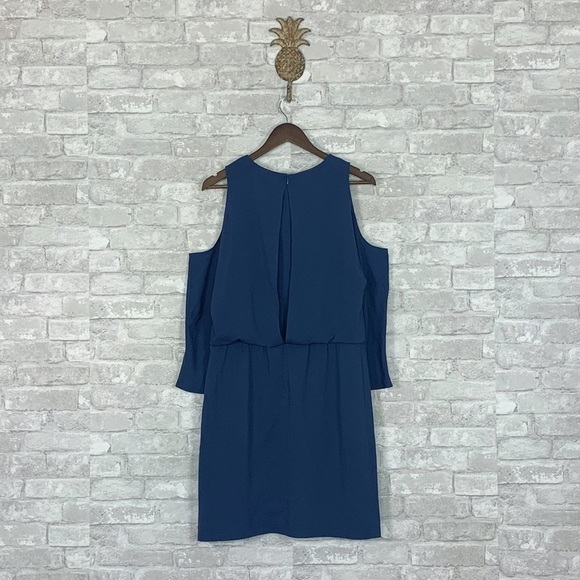 NWT Tibi Savanna Cold Shoulder Long Sleeve Sheath Dress In Delta Blue - Picture 6 of 7